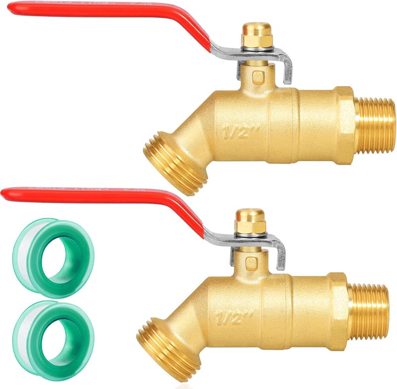 SIGURANTA 1/4-Turn Heavy-Duty Brass Outdoor Spigot | 1/2" Male NPT Inlet × 3/4" Male GHT Hose Outlet | High-Flow Sillcock Hose Bibb Valve for Garden Watering (Long Handle 2PCS) - Image 1